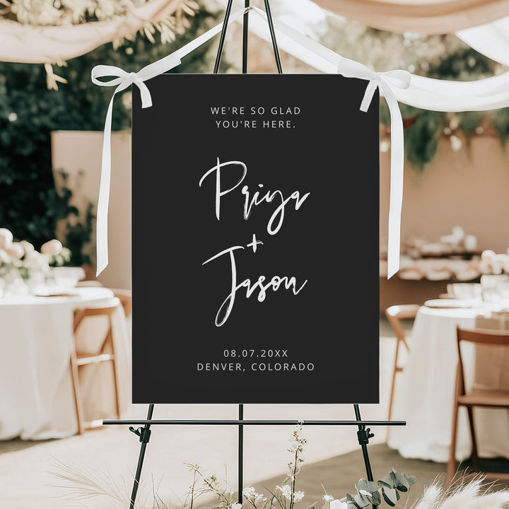 PRIYA Moody Black Wedding Welcome Sign