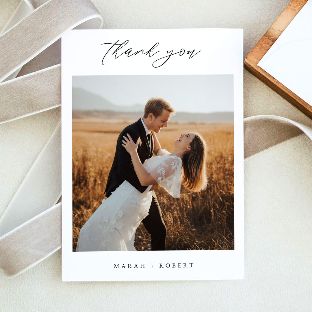 MARAH Elegant Photo Wedding Thank You Cards Personalized