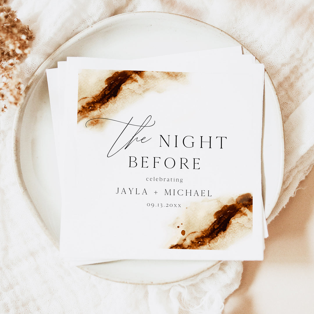 JAYLA Rustic Watercolor Wedding Rehearsal Dinner Napkins