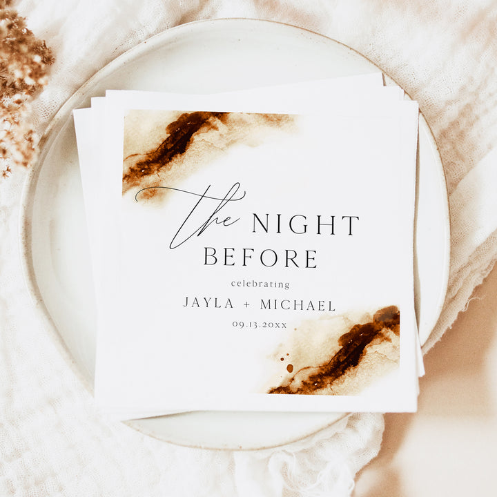 JAYLA Rustic Watercolor Wedding Rehearsal Dinner Napkins
