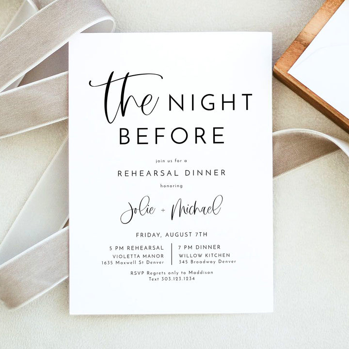 JOLIE The Night Before Simple Wedding Rehearsal Dinner Invitation