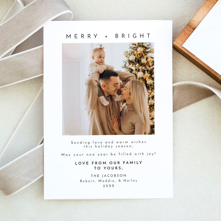 KENNEDY Merry and Bright Personalized Photo Christmas Card Pack