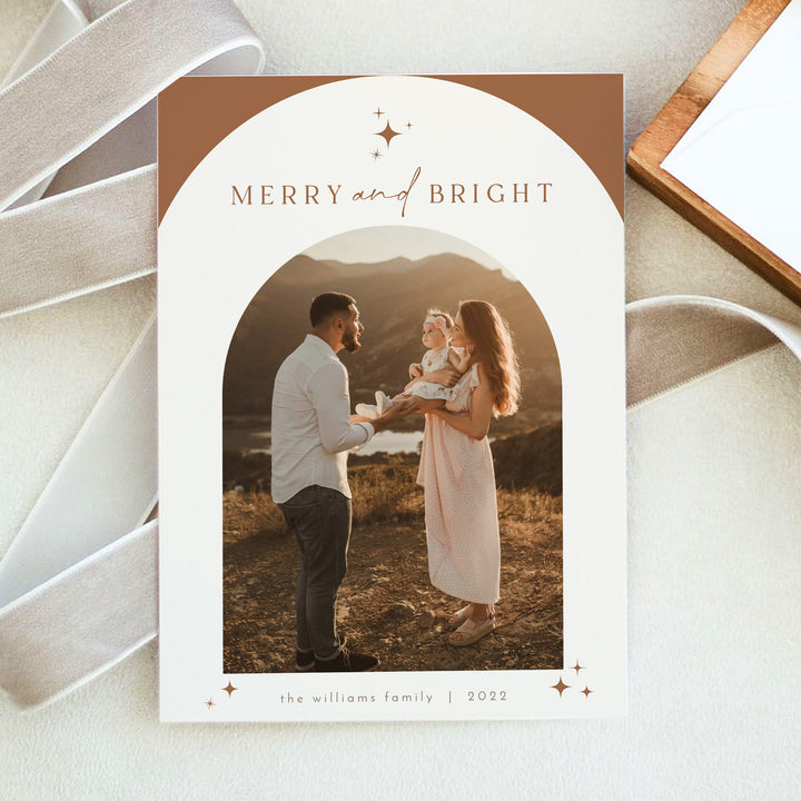 GALA Terracotta Boho Arch Photo Christmas Card Set