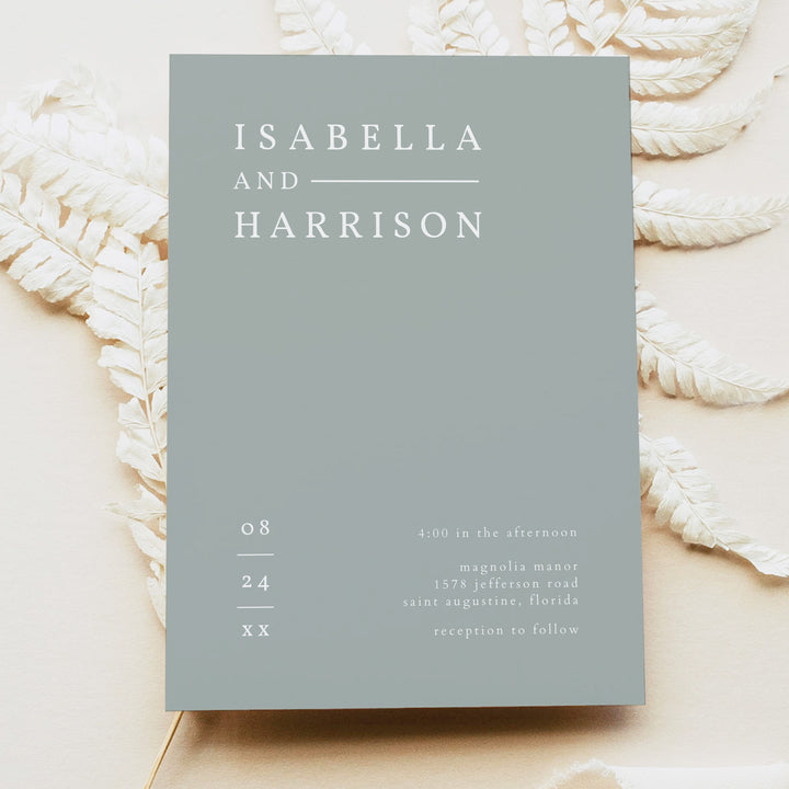 NINA Sage Green Luxury Wedding Invitation Suite with Photo