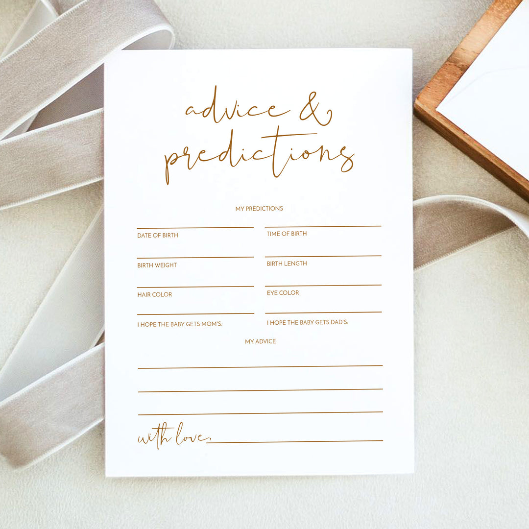 INDIE Gender Neutral Baby Shower Advice and Predictions Activity Card