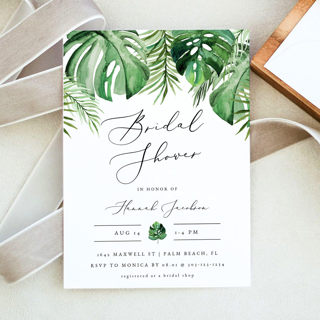 CORA Green Destination Wedding Bridal Shower Invitations