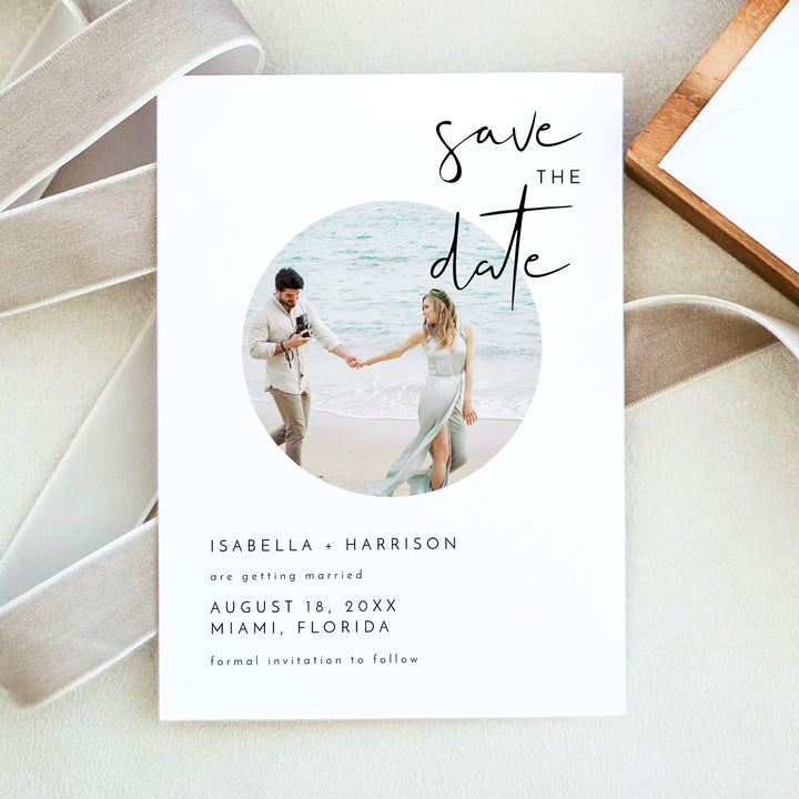 ADELLA Modern Wedding Save the Date Cards with Photo