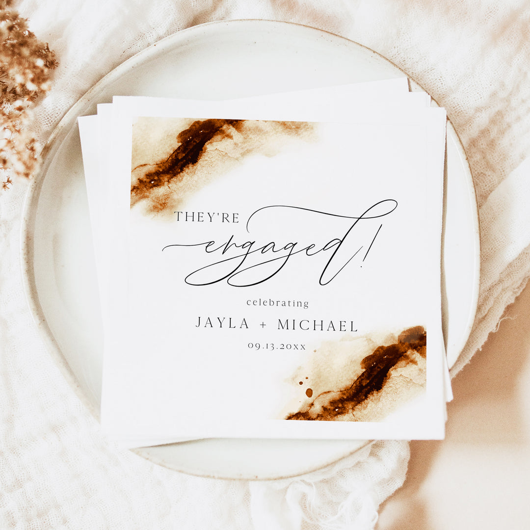 JAYLA They're Engaged Modern Boho Engagement Party Napkins