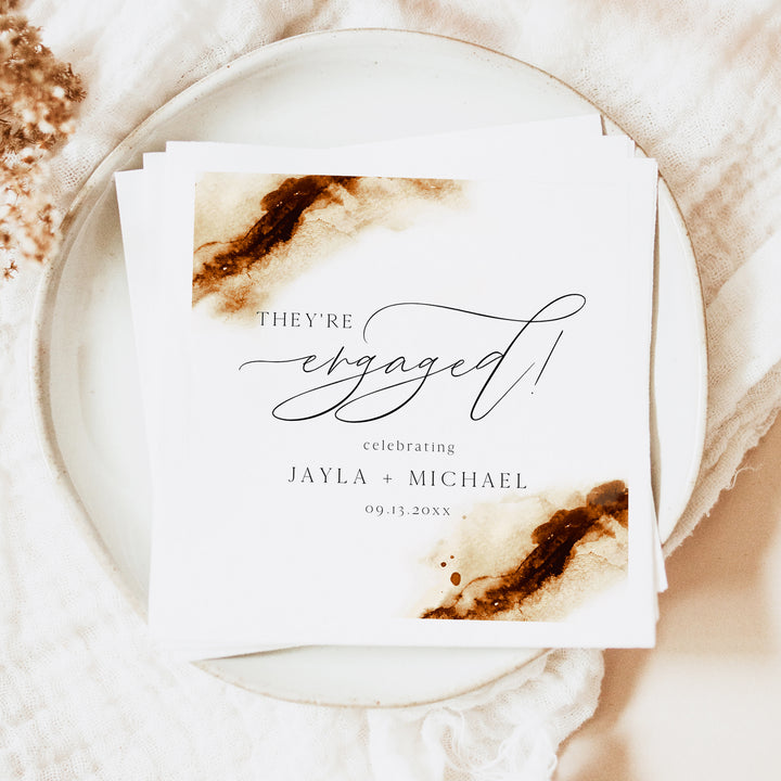 JAYLA They're Engaged Modern Boho Engagement Party Napkins