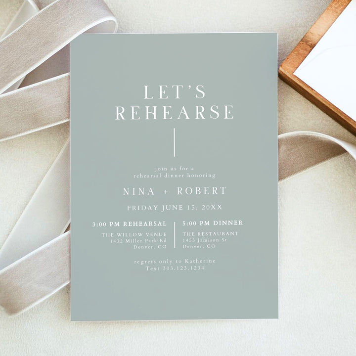 NINA Let's Rehearse Elegant Wedding Rehearsal Dinner Invitation