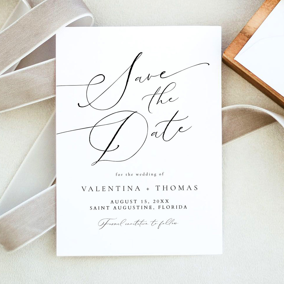 VALENTINA Elegant Wedding Save the Date Card with Photo