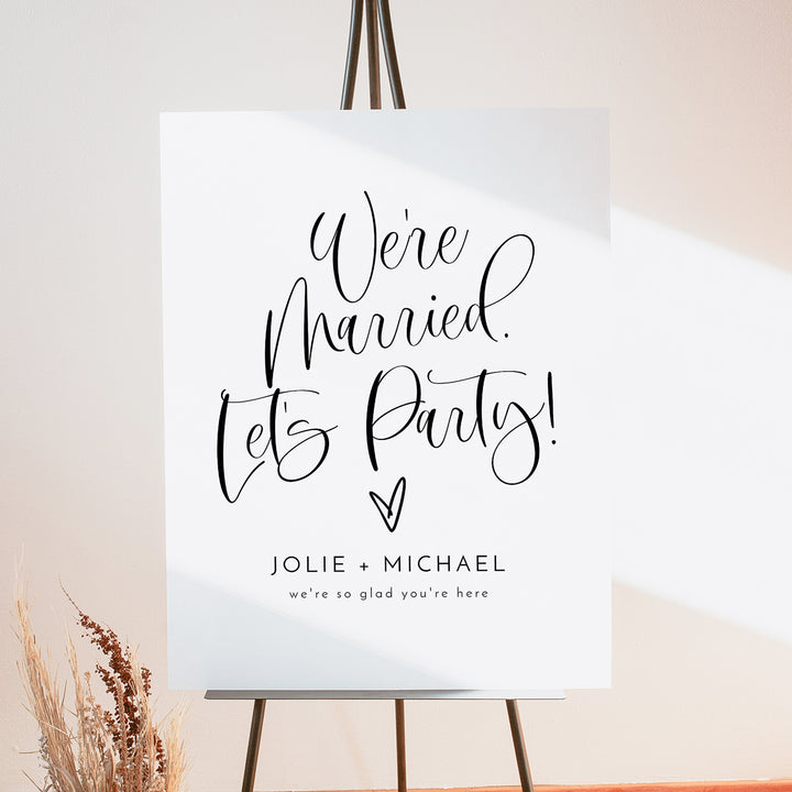 JOLIE We're Married Let's Party Elopement or Wedding Sign