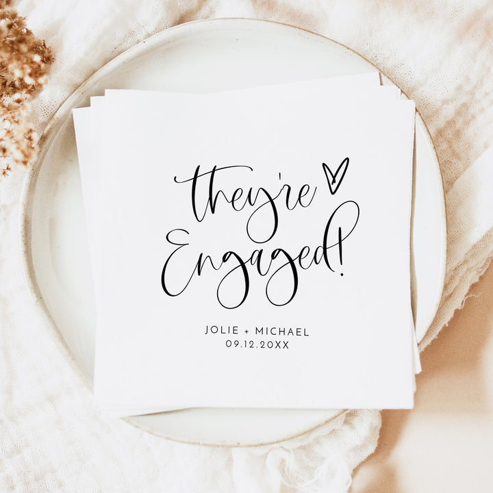 JOLIE They're Engaged Personalized Engagement Party Napkins