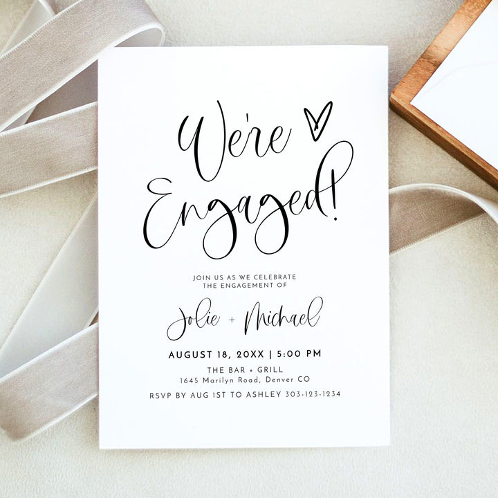 JOLIE We're Engaged Modern Bohemian Engagement Party Invitations