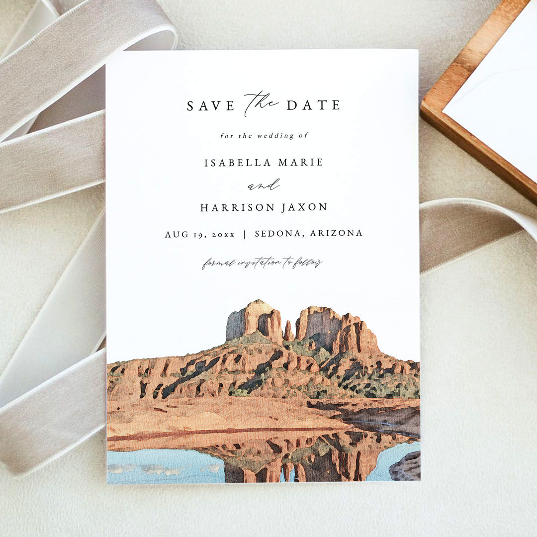SEDONA Arizona Destination Wedding Photo Save the Date Invitation