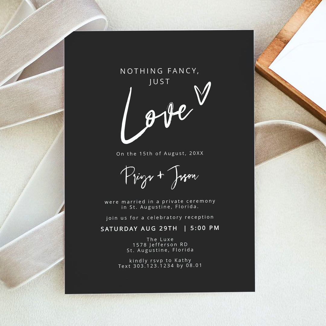 PRIYA Nothing Fancy Just Love Elopement Invitation with Photo