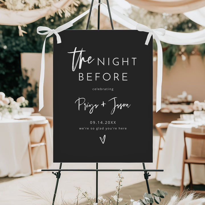 PRIYA The Night Before Sign for Minimalist Wedding Rehearsal Dinner