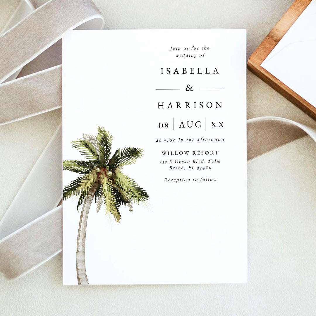 MONA Tropical Destination Wedding Invitations with Photo