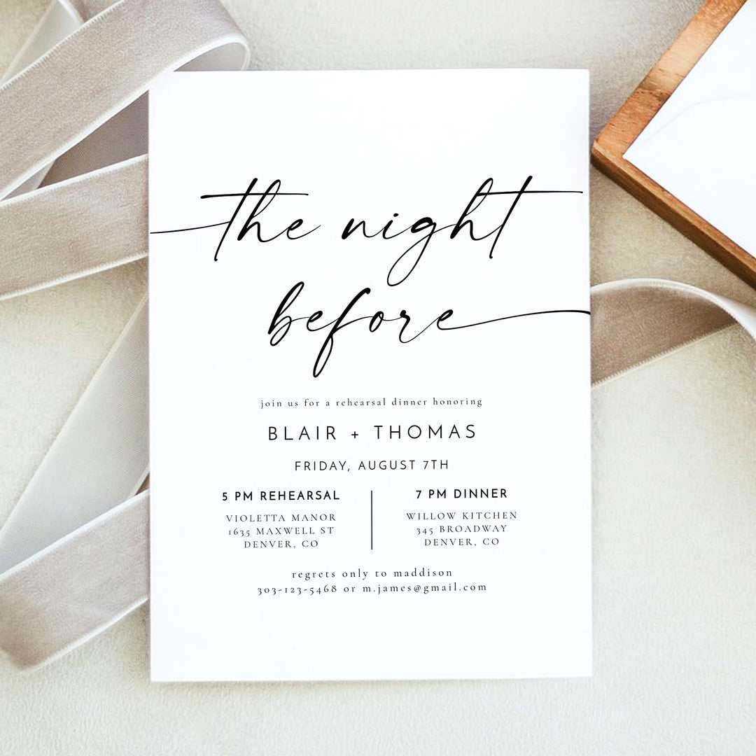 BLAIR The Night Before Minimalist Rehearsal Dinner Invitation