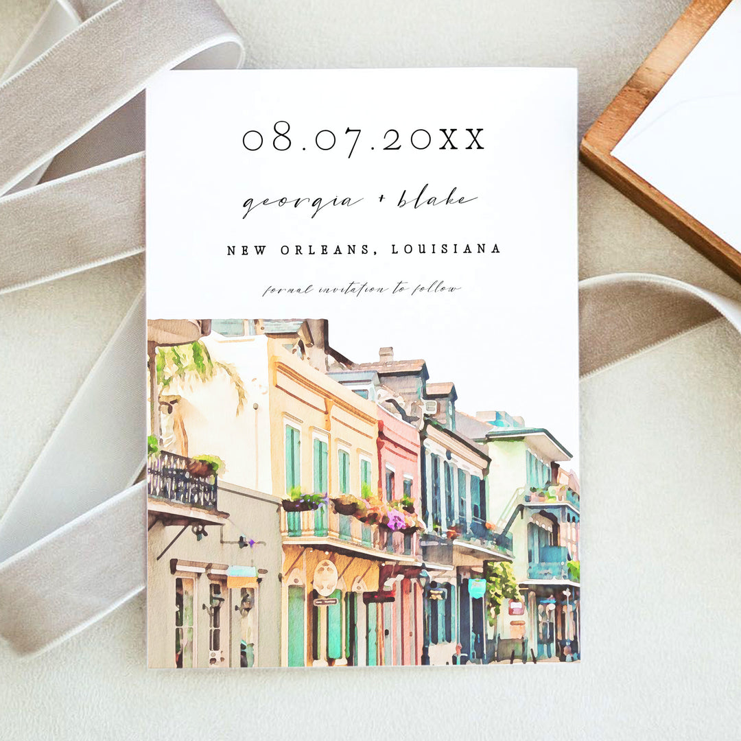 NOLA New Orleans Louisiana Photo Save the Date Invitations