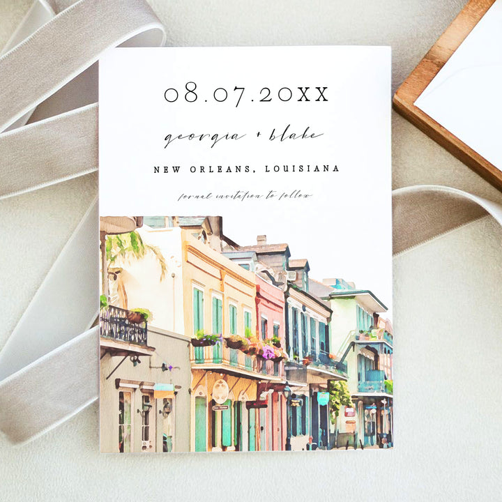 NOLA New Orleans Louisiana Photo Save the Date Invitations