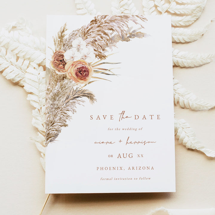 CIERA Autumn Terracotta Wedding Invitation Suite with Photo