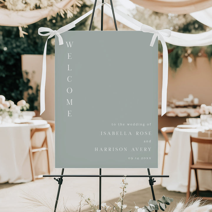 Nina Simple Sage Green Luxury Wedding Welcome Sign