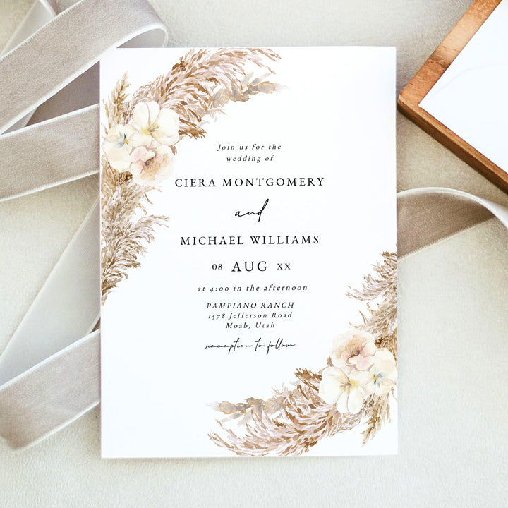 CIERA Rustic Fall Boho Wedding Invitation Card