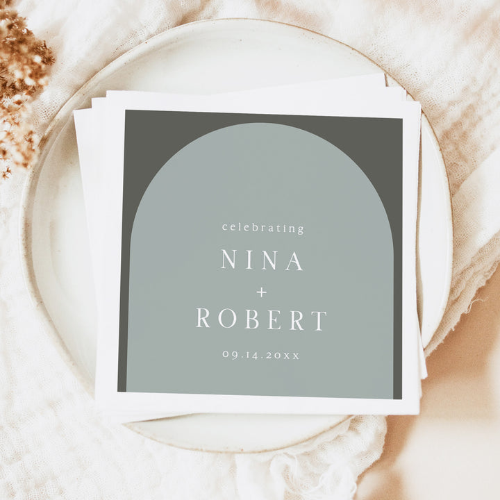 NINA Sage Green Boho Napkins for Rustic Wedding