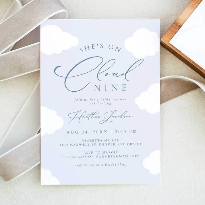 CAPRICE She's On Cloud Nine Blue Bridal Shower Invitation