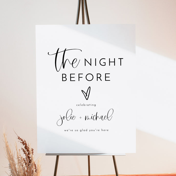 JOLIE The Night Before Minimalist Boho Wedding Rehearsal Dinner Welcome Sign
