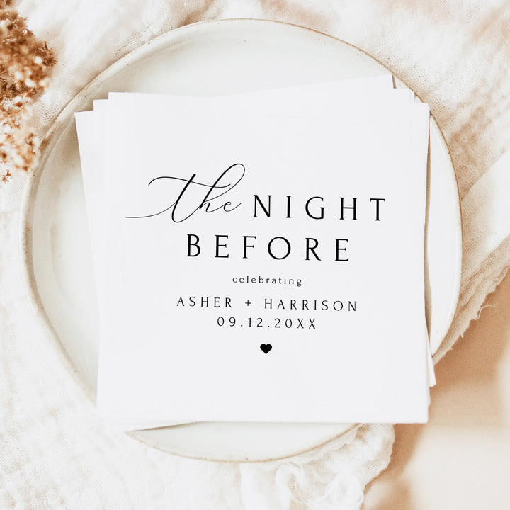ASHER The Night Before Personalized Wedding Rehearsal Dinner Napkins