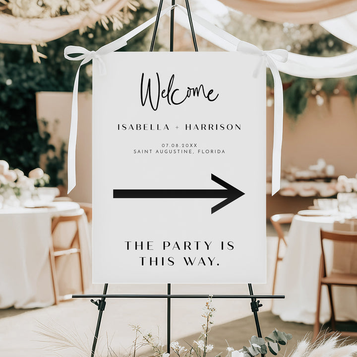 WILLOW Modern Minimalist Wedding Direction Arrow Sign