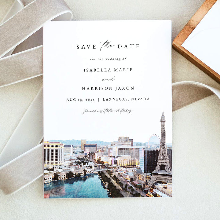 LAS VEGAS Strip Skyline Wedding Photo Save the Dates