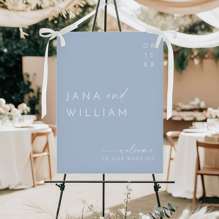 KENNEDY Dusty Blue Modern Minimalist Wedding Sign