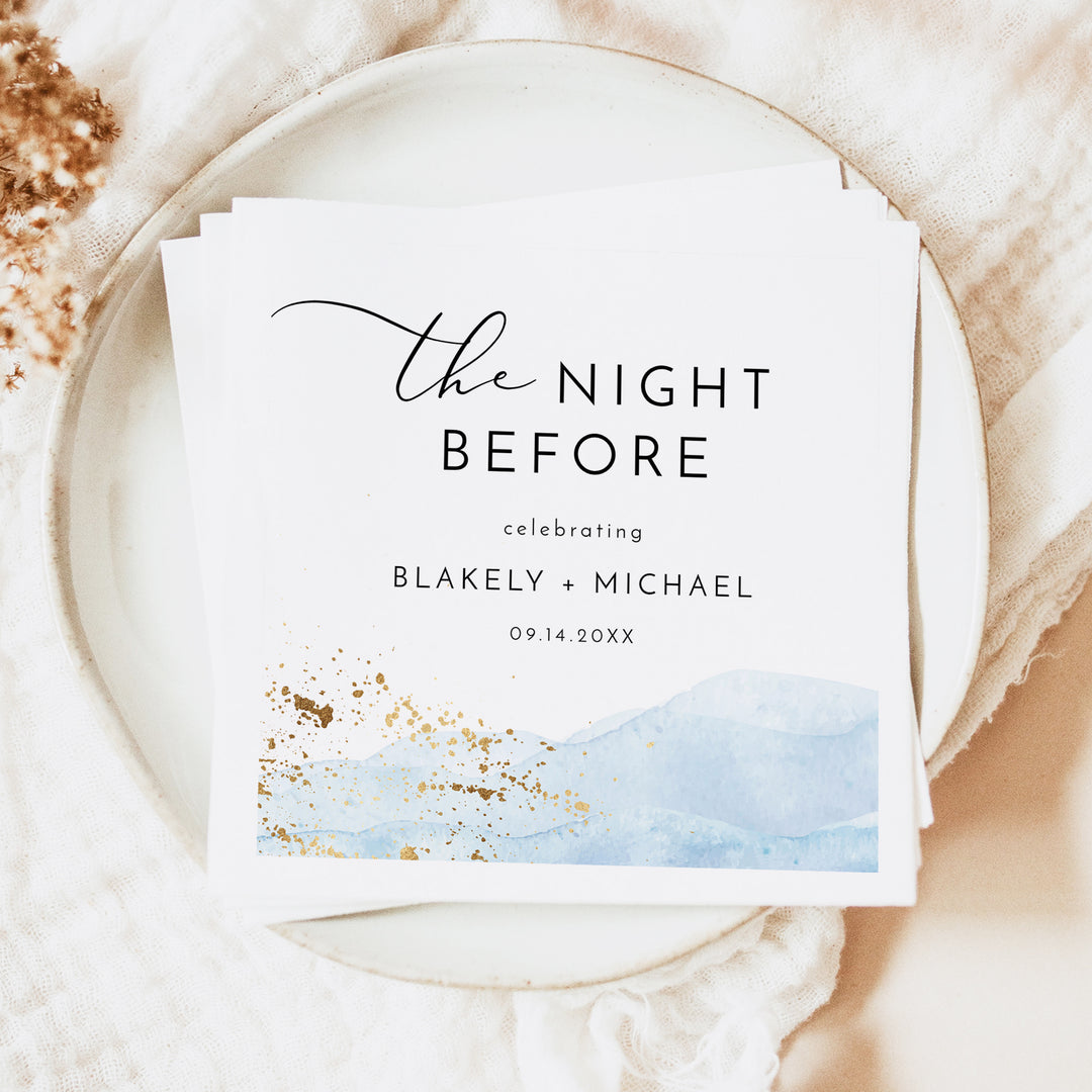 BLAKELY Personalized Modern Coastal Rehearsal Dinner Napkins