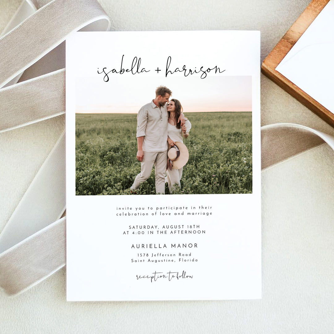 ADELLA Modern Wedding Invitation Cards with Photo