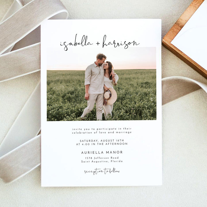 ADELLA Modern Wedding Invitation Cards with Photo