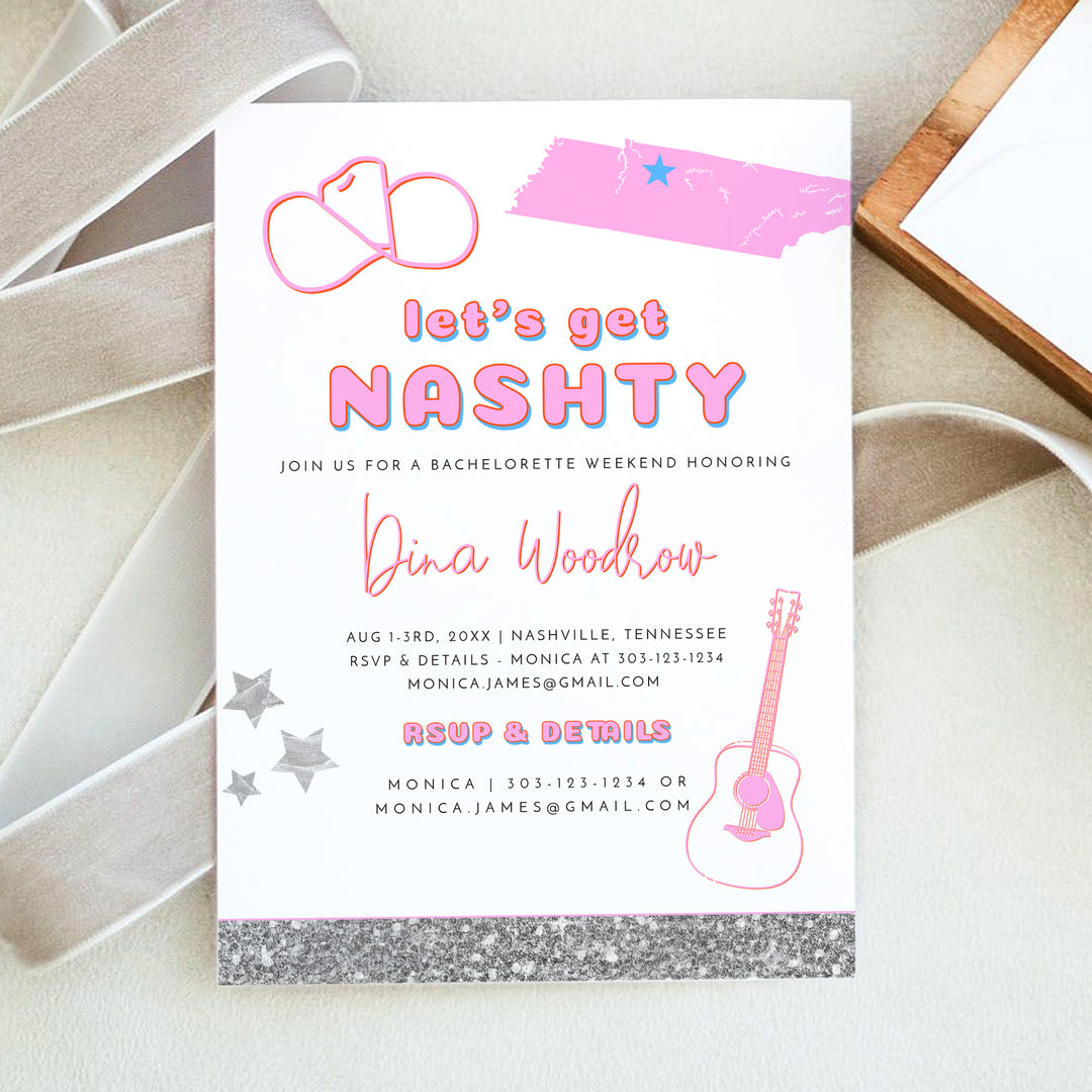 DINA Let's Get Nashty Bachelorette Party Invitation & Itinerary