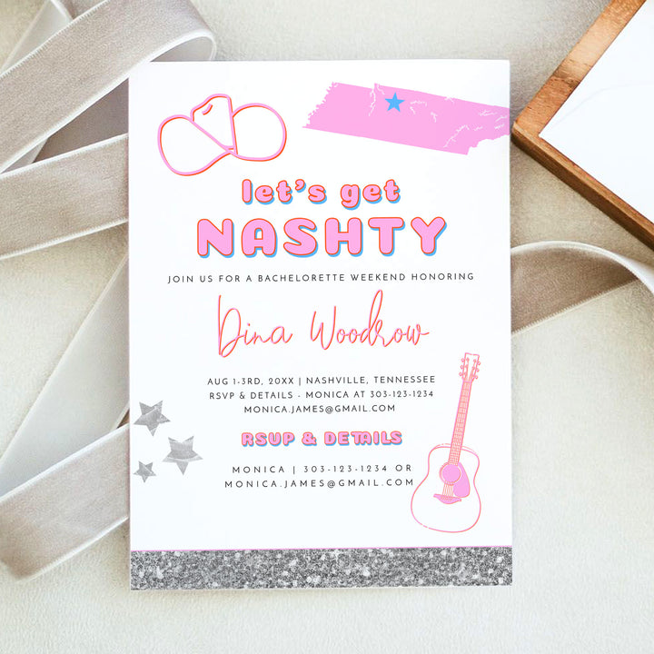 DINA Let's Get Nashty Bachelorette Party Invitation & Itinerary