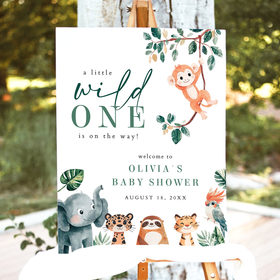 WILDER Wild One Safari Baby Shower Welcome Sign