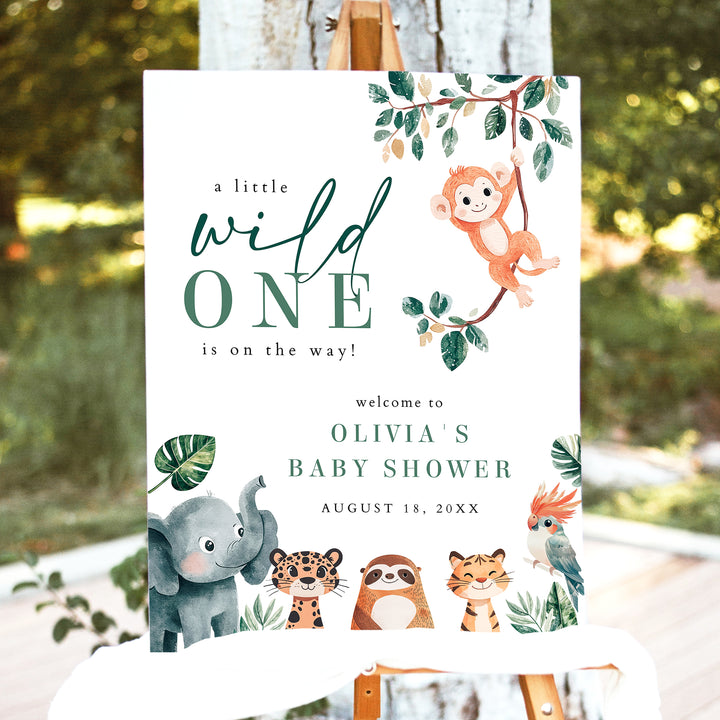 WILDER Wild One Safari Baby Shower Welcome Sign