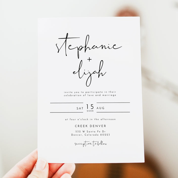 ADELLA Modern Minimalist Wedding Invitations with Photo