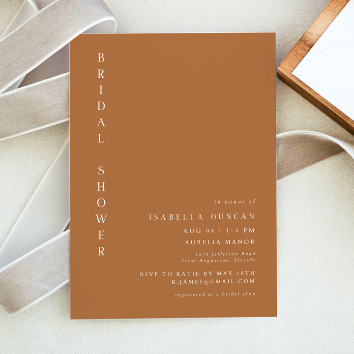 MIA Simple Terracotta Boho Bridal Shower Invitation
