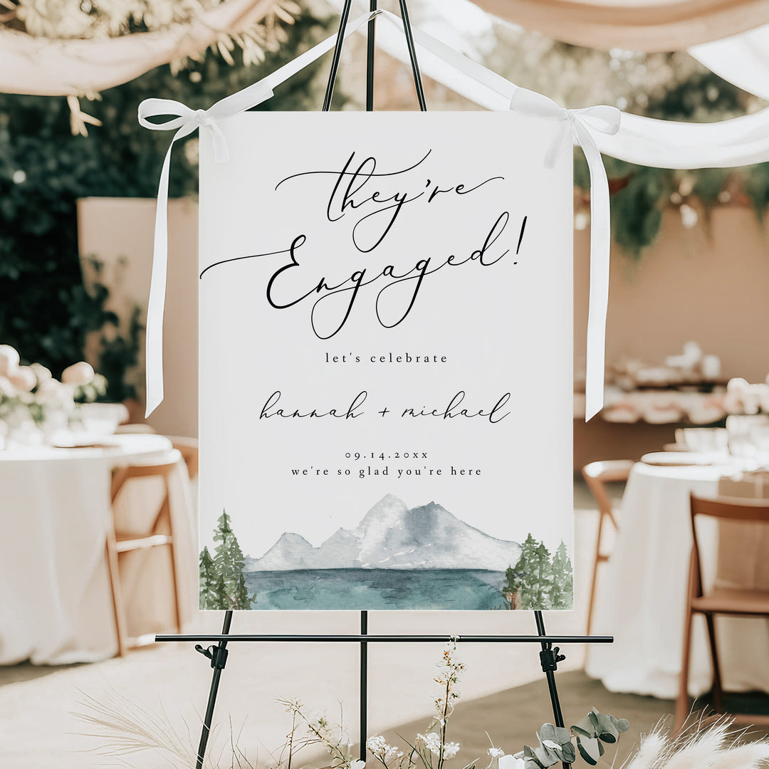 CLOVER They're Engaged Outdoor Engagement Party Signage