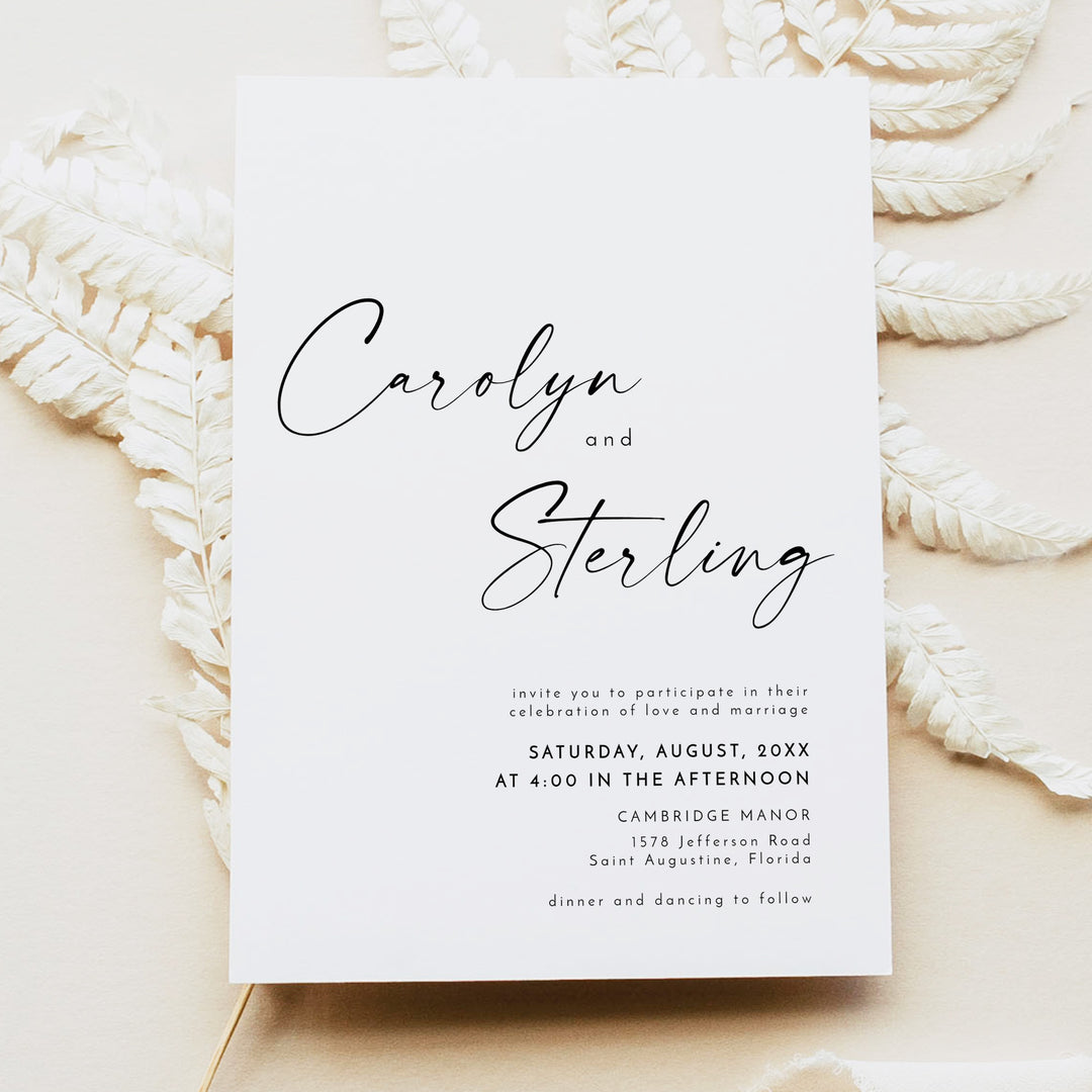 KENNEDY Romantic Calligraphy Wedding Invitation Suite with Photo