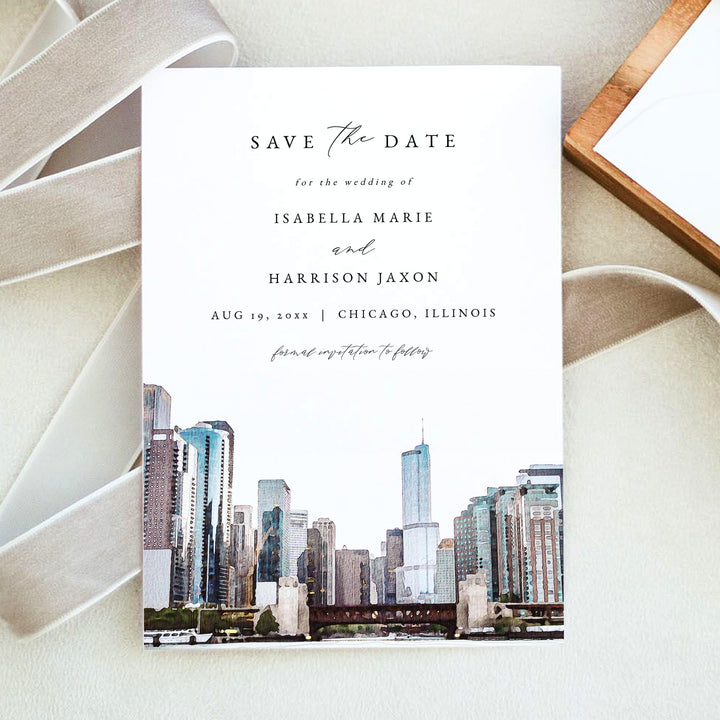 CHICAGO Illinois Skyline Save the Date Invitations