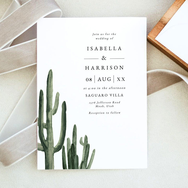 ELEANOR Modern Desert Wedding Invitations with Photo