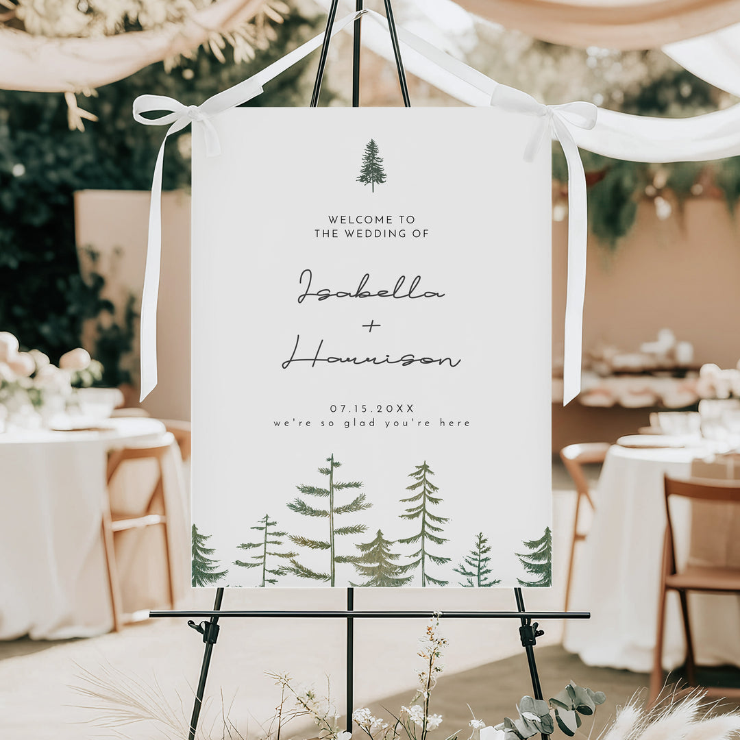 TIMBER Minimalist Pine Wedding Welcome Sign