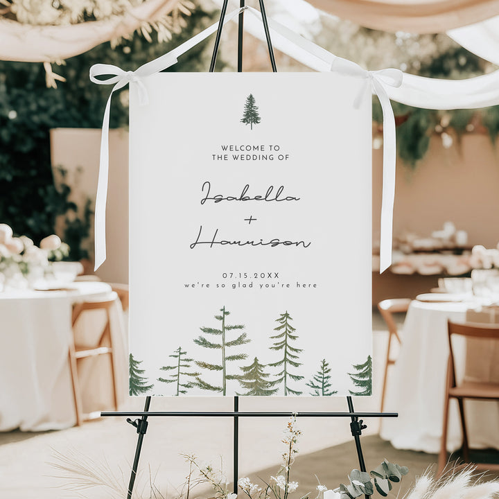 TIMBER Minimalist Pine Wedding Welcome Sign